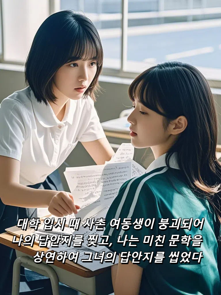 대학 입시 때 사촌 여동생이 붕괴되어 나의 답안지를 찢고, 나는 미친 문학을 상연하여 그녀의 답안지를 씹었다